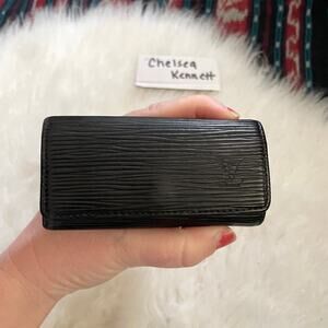 Louis Vuitton 4 Key Holder Chain Wallet Black Epi Leather SLG